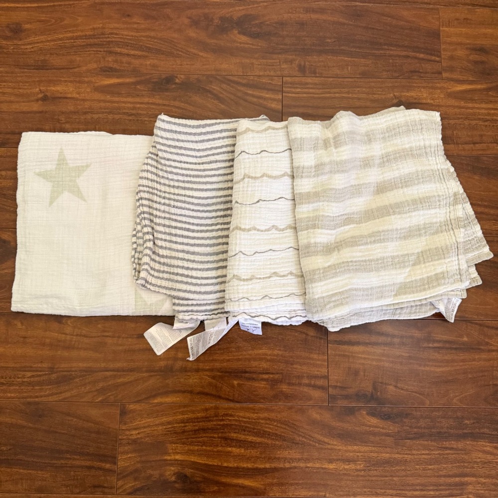 Aden + Anais Baby Muslin Swaddle Blankets 4 Pack Neutral Unisex Cotton‎ Gauze